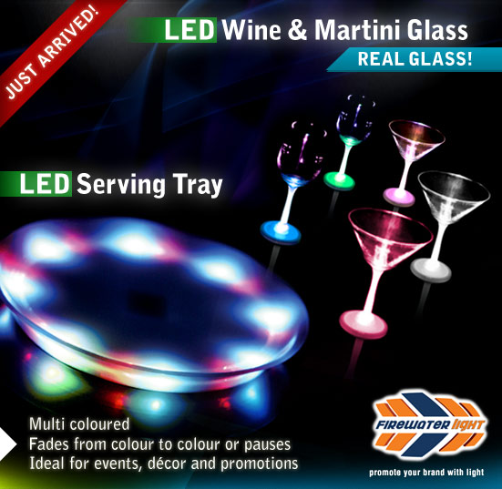 LED Wine and Martini Glasses / LED Serving Tray