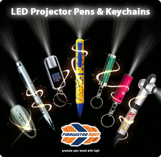 Customised logo projector pens and keychains
